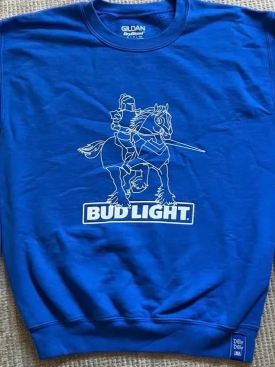 Gildan Royal Blue Sweatshirt with White Bud Light Knight Graphic
