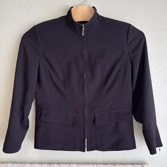 Ladies Black Moto Style Zip Up Jacket Career, Moto, Whimsiegoth Dark  Plus Sz 18