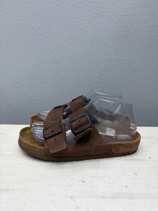 Naot Brown Leather Double Sandals Size 39