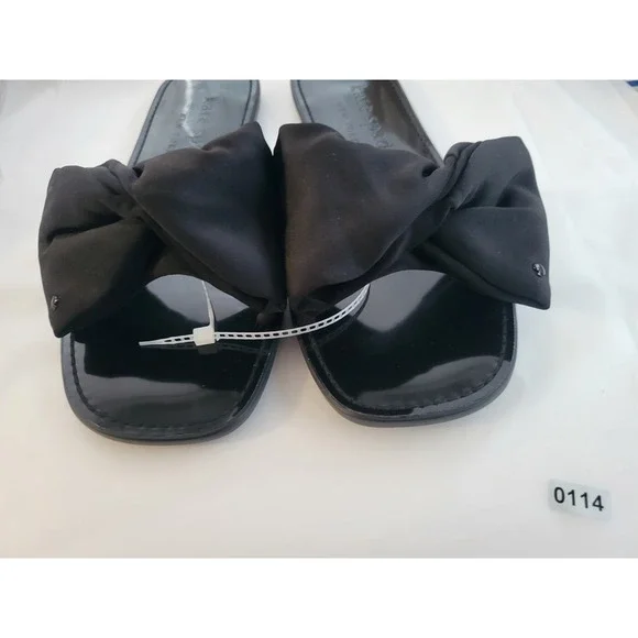 Kate Spade New York Womens Black Bow Slide Sandals Flat Shoes Size 10