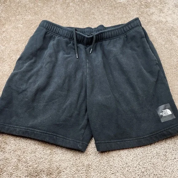 The North Face Mens Black Fleece Shorts Large Drawstring Elastic Waist Pockets
