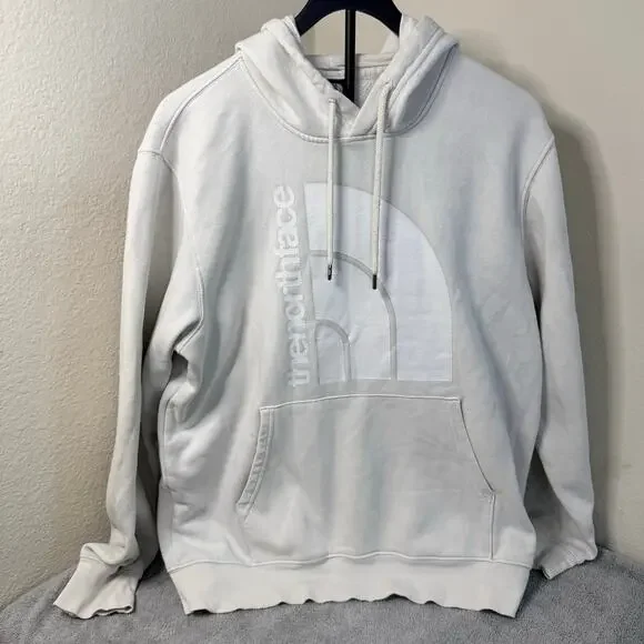 The North Face Big Logo Pullover Hoodie Mens Large Cream Gorpcore Casual Fit
