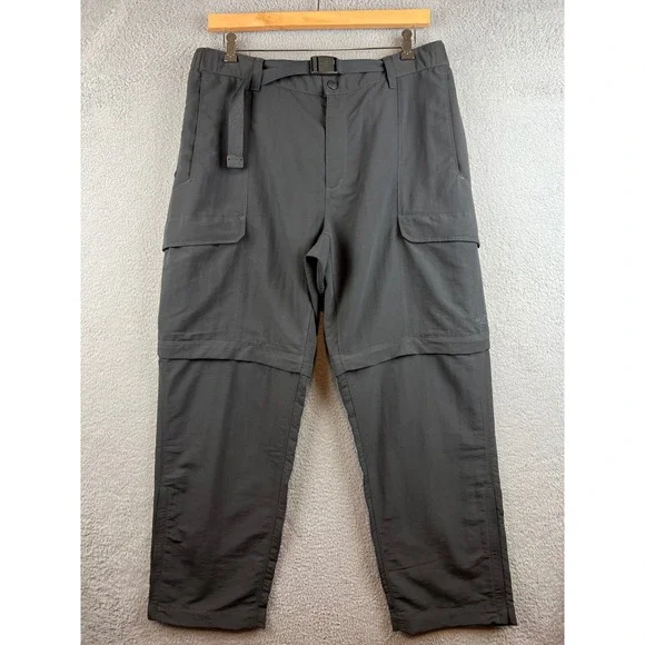 The North Face Mens Convertible Cargo Hiking Pants Gray Nylon Zip Off XL