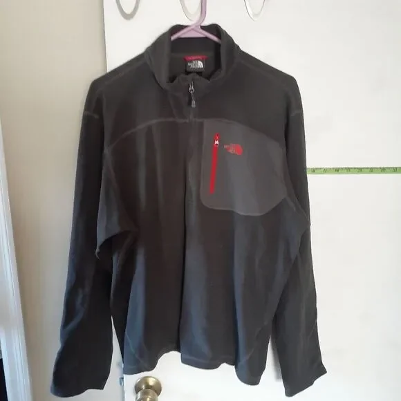The North Face shirt mens l gray half zip fleece jacket top outdoor winter