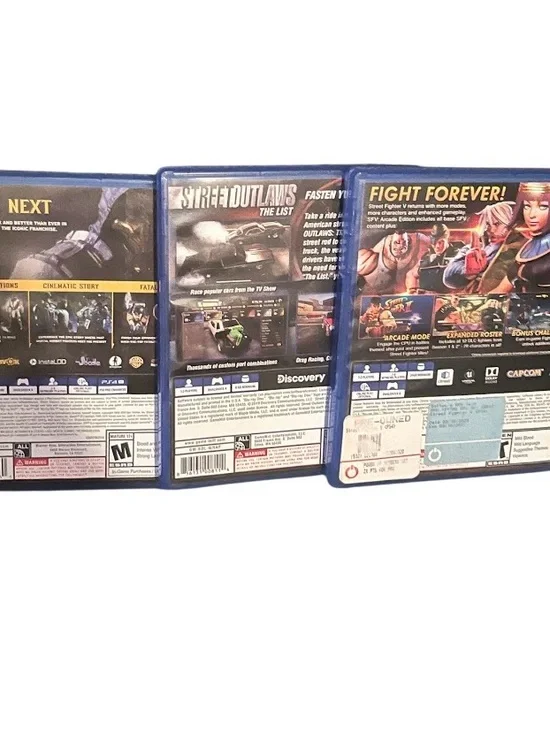 PS4 3 disc game bundle mortal kombat street outlaws and street fighter