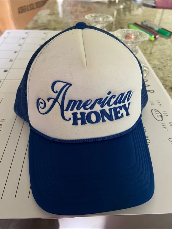 Blue and White Mesh Trucker Hat
