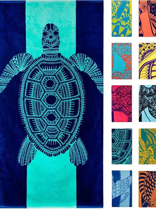 Turtle Beach Towel – Tropical Blue Colors with A Unique Design, Extra Large, XL
