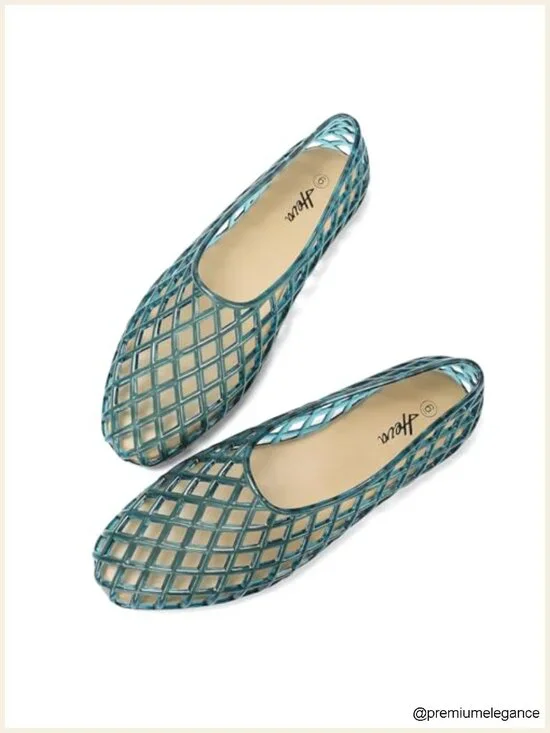 Jelly Mesh Flat Sandals - Breathable Clear Hollow Summer Beach Shoes