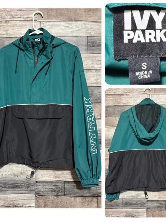 Ivy Park Colorblock Anorak Pullover Jacket Women’s S Green Black Lightweight