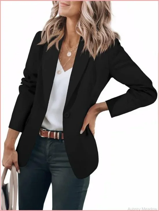 Women's Casual Blazer Open Front Long Sleeve Office Suit Jacket