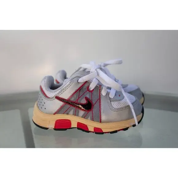 Nike T-Run‎ 5 Running Shoes Grey/Red/Black 443991-100 Toddler Size 5C