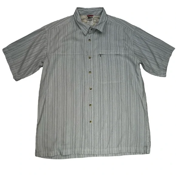 The North Face Mens Button Up Shirt Blue Striped Hiking Outdoor AXT6 XL