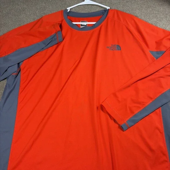 The North Face Men's Athletic Workout T Shirt Orange And Gray Size XXL