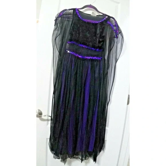 Witch DRESS and HAT Black and Purple Halloween Costume Cosplay #130