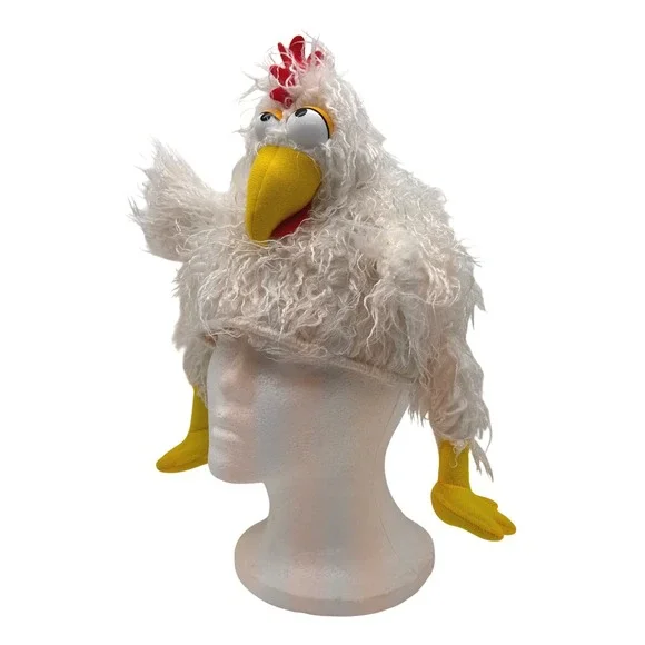 Elope Chicken Hat White Shaggy Plush‎ Bird Rooster Novelty Costume Funny Cosplay