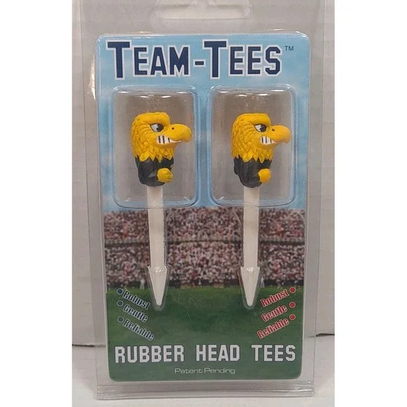 NIP Iowa Hawkeyes Mascot Golf Pro Rubber Head Team Golf Tees, 2 Total‎ Golf Tees