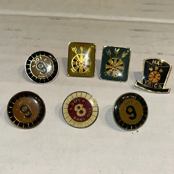 Vintage Hat Trick Collectible Darts Competition Sport Souvenir‎ Lapel Pin Lot B3