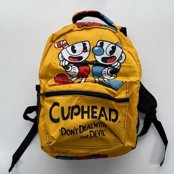 Cuphead And MugMan Loungefly‎ Dont Deal with the Devil Backpack Yellow Full Size