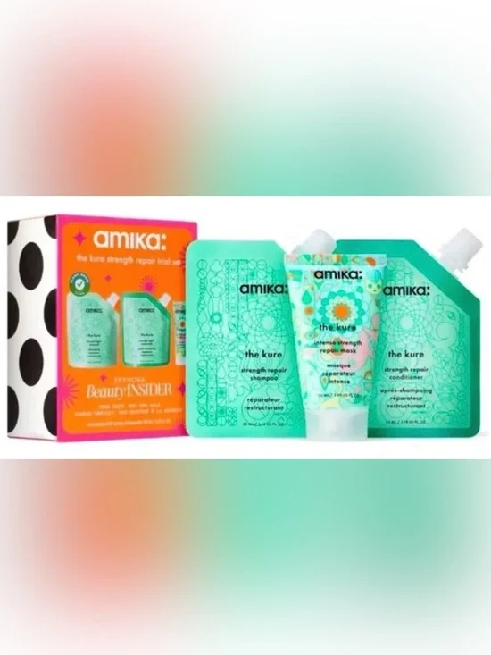 amika The Kure Strength Repair  Hair Trio - Mint Green travel size