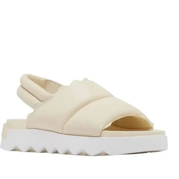 Quilted Sorel Dayspring 9puffy strappy sling back chunky platform sporty sandals