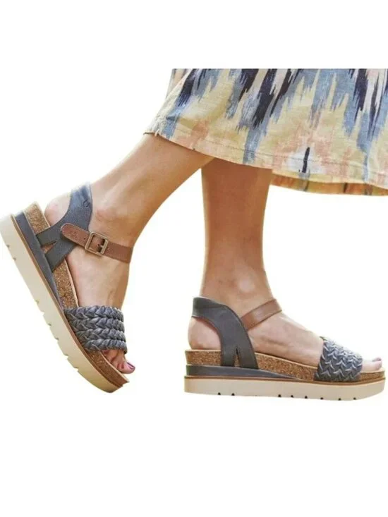 Josef Seibel Women's Clea 16 Platform Comfort Sandals, Jeans Combo Size 36