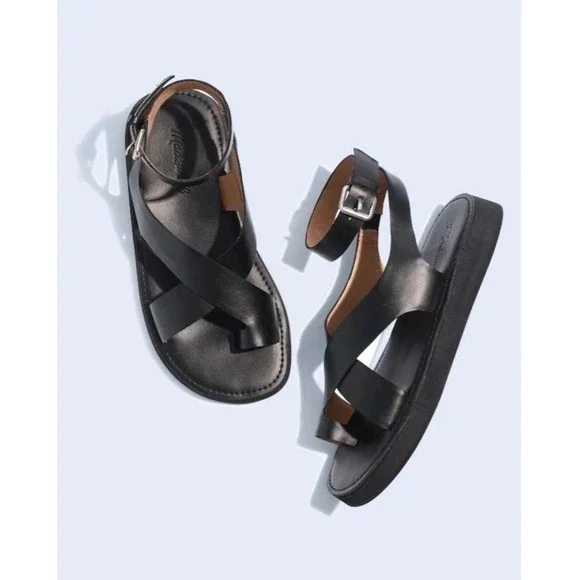 Madewell The Natasha Flatform Sandal in True Black Womens Size 7