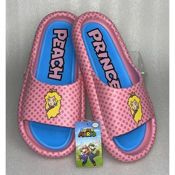 Ground Up Princess Peach Slides Slip On Pink Sandals Super Mario Women's Size 10