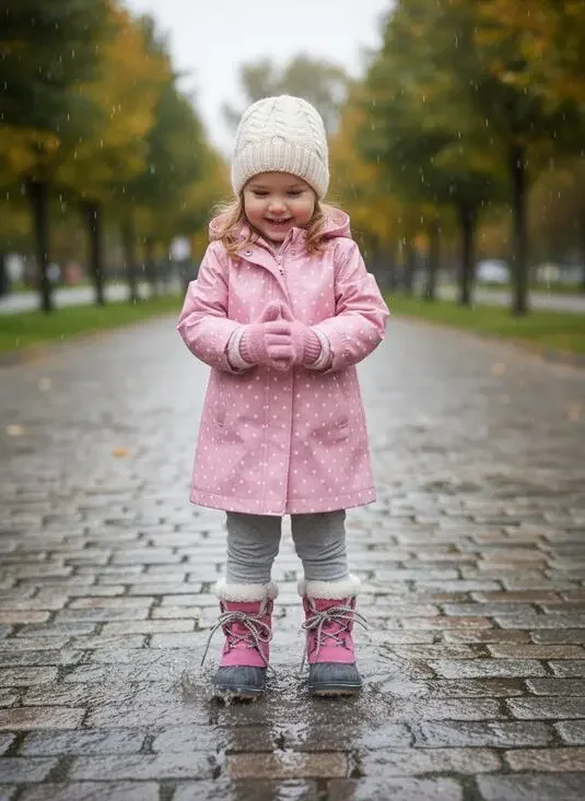 Cat & Jack Girls Winter Snow Boots Pink Fleece Lined Size 13 Waterproof Style