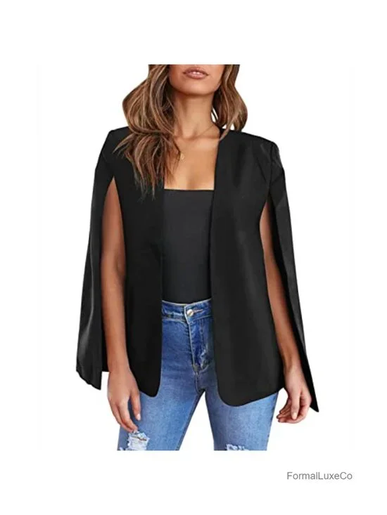 Split Sleeve Cape Blazer Open Front Casual Work Jacket