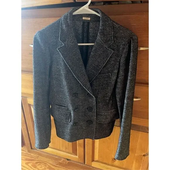 J. Crew Wool Blend Blazer Jacket Sz 10 Double Breasted Button Y2K Academia