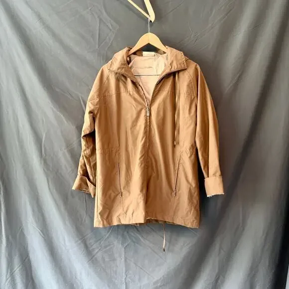 Kim Rogers Lightweight Hooded Jacket Size Medium Brown Drawstring‎