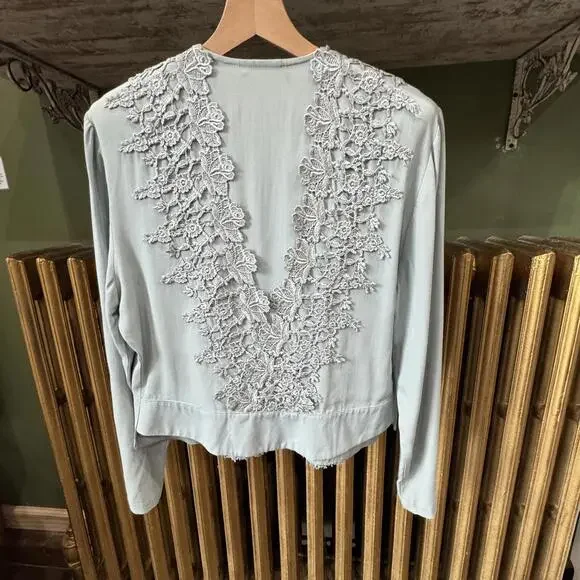 Vintage Wild‎ Rose Mint Green Lace Blazer Size 10 Shabby Chic Babydoll