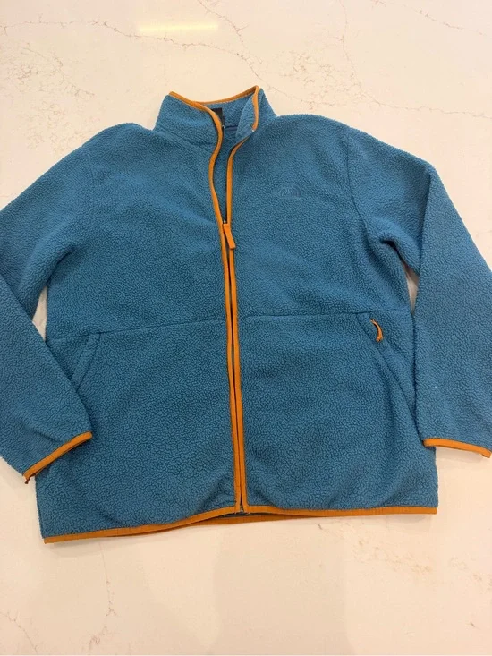 The North Face Men’s XL Teal Blue Orange Trim Full Zip Fleece Jacket