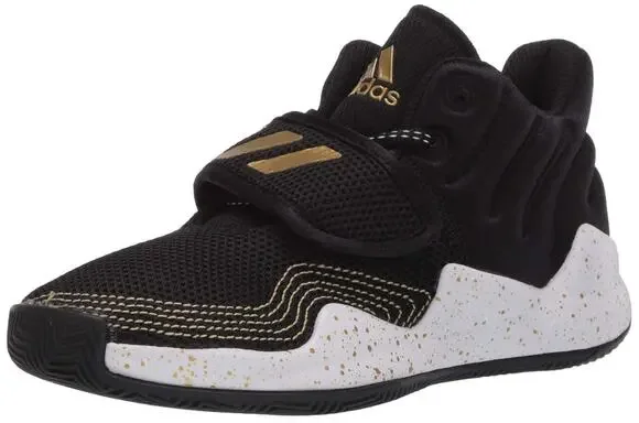 ADIDAS KIDS DEEP THREAT BASKETBALL CORE BLACK WHITE/GOLD METALLIC 3 LITTLE KID M