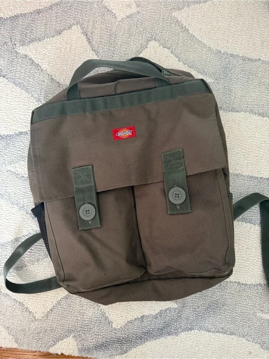 Dickies Olive Canvas Two-Front-Pocket Backpack - never used