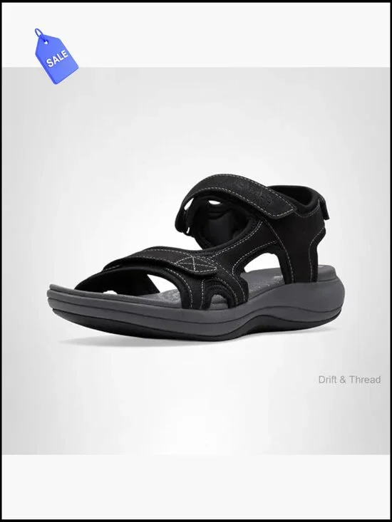 Platform Flat Sandals with Adjustable Buckle, EVA Footbed