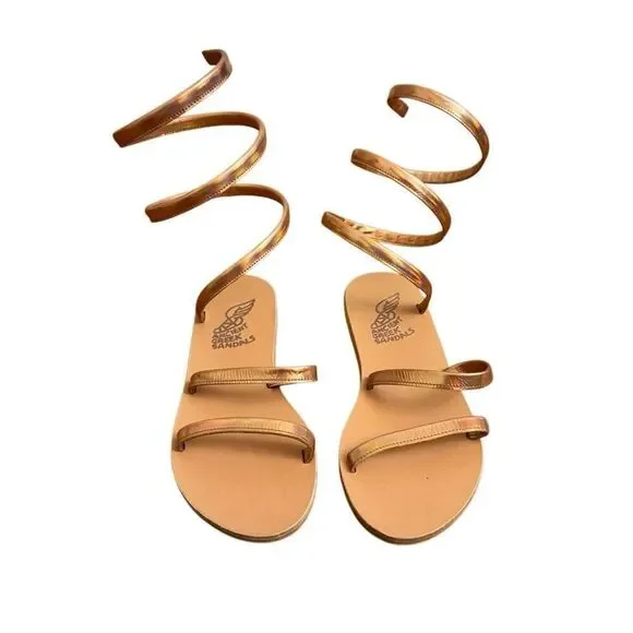 Ancient Greek Sandals Ofis Iridescent Sandal in Rame Rose Gold Size 6 Revolve