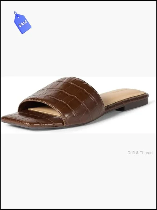 Women's Flat Slide Sandals - Padded Memory Foam Insole