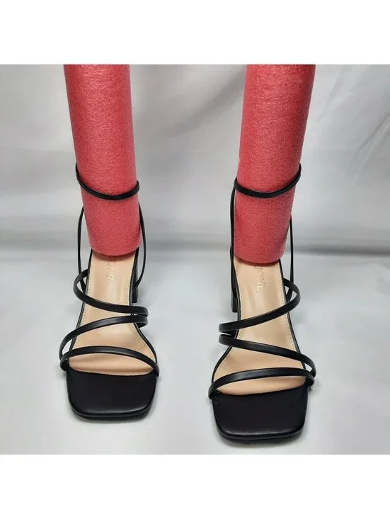 LACUONE - Strappy Heels - Women - Block - Square Toe - Size 6