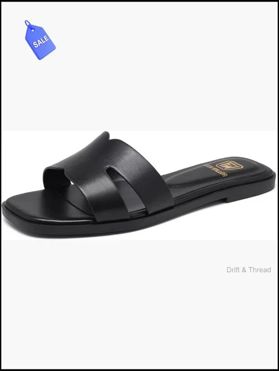 Comfortable Slide Sandals Dressy Summer Slip On Flat Sandals Open Toe Fashion
