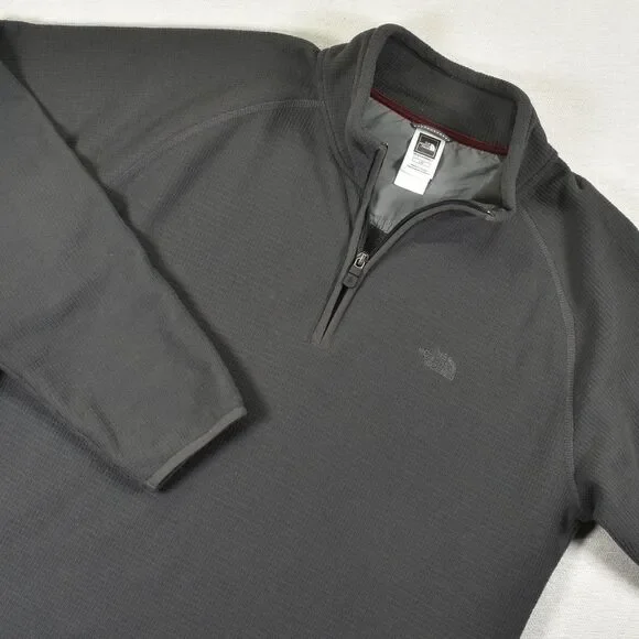 North Face 1/4 Zip Mens Large Gray Thermal Waffle Knit Layer Pullover Shirt