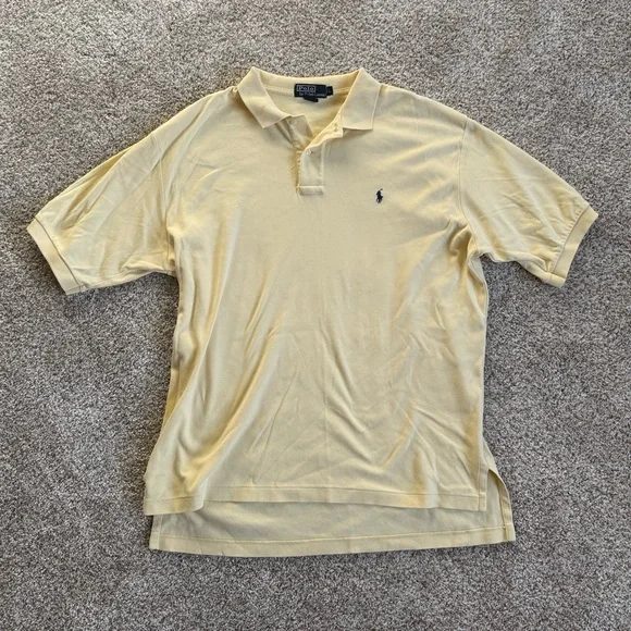 Ralph Lauren Pale Yellow Polo Shirt with Navy Pony