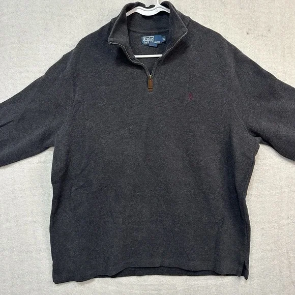Polo‎ By Ralph Lauren Men's XL Black Pullover Sweater  Maroon Pony Cotton