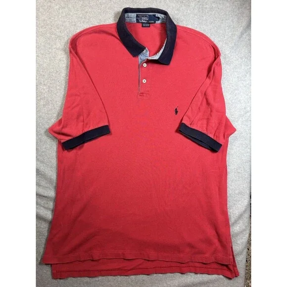 Polo by Ralph Lauren Golf Polo Shirt Men’s Large‎ Red With Black Banding