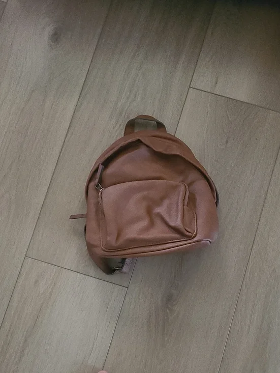 Casual Brown Leather-Style Backpack