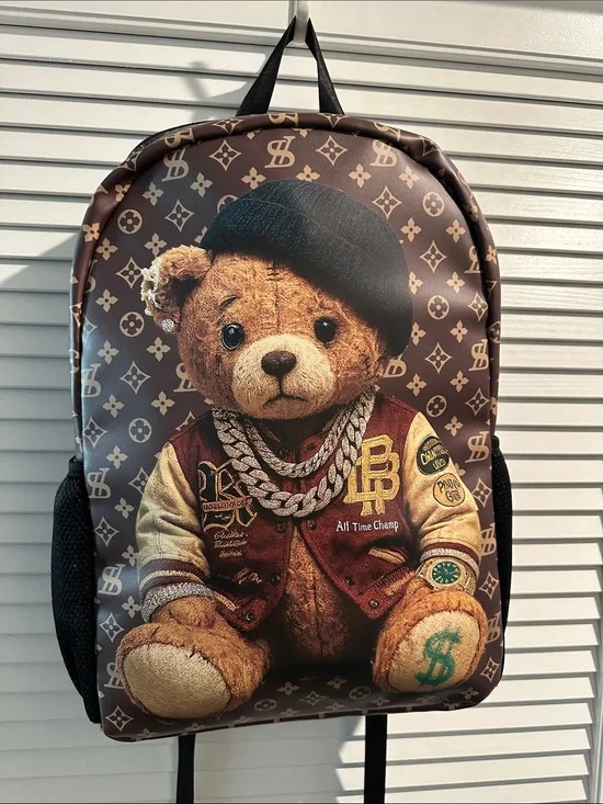 NWT Reason Ex Large All Time Champ Bear Laptop Backpack with Side Mesh Pockets.