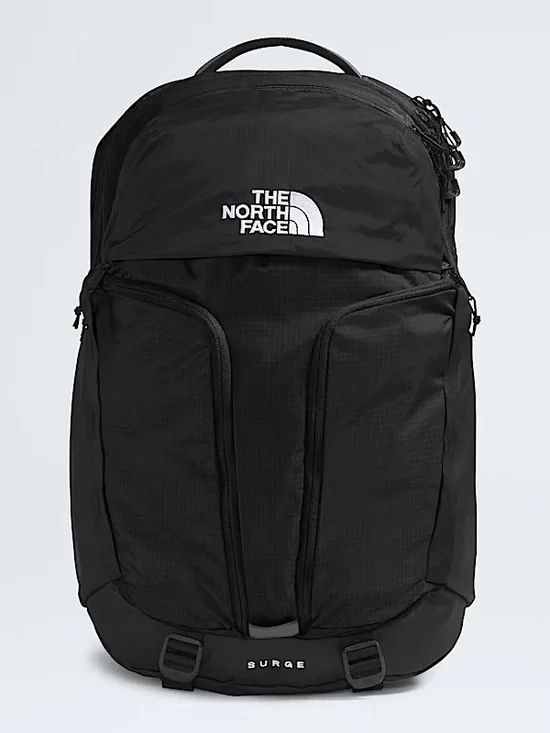 The North Face Black Surge Backpack with Front Organizer Pockets