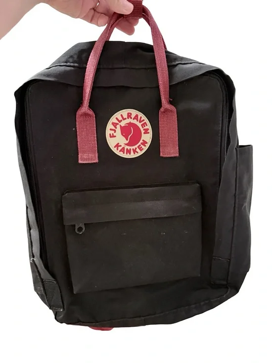 Fjallraven Kanken Black Backpack with Red Accents