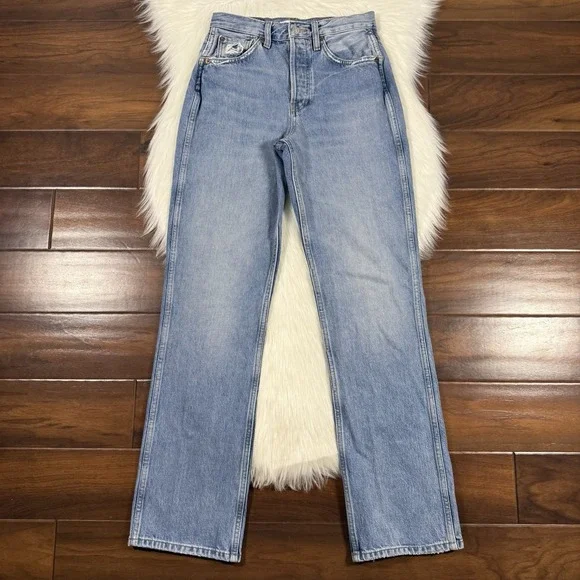 Re/Done Women's Size 25 90s High Rise Loose Fit Denim Jeans in Worn Blue Organic
