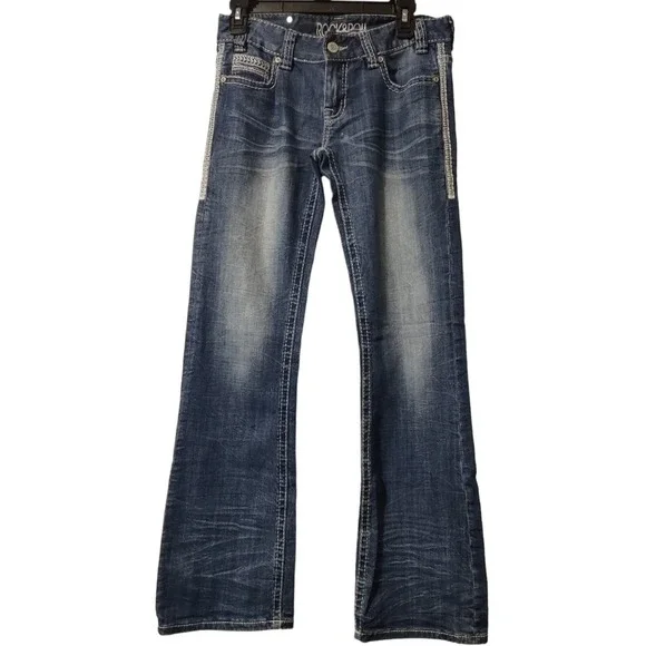 Bootcut Jeans Rock and‎ Roll Cowgirl 27x32 Western Y2K Cowgirl WD-5611 Denim Low